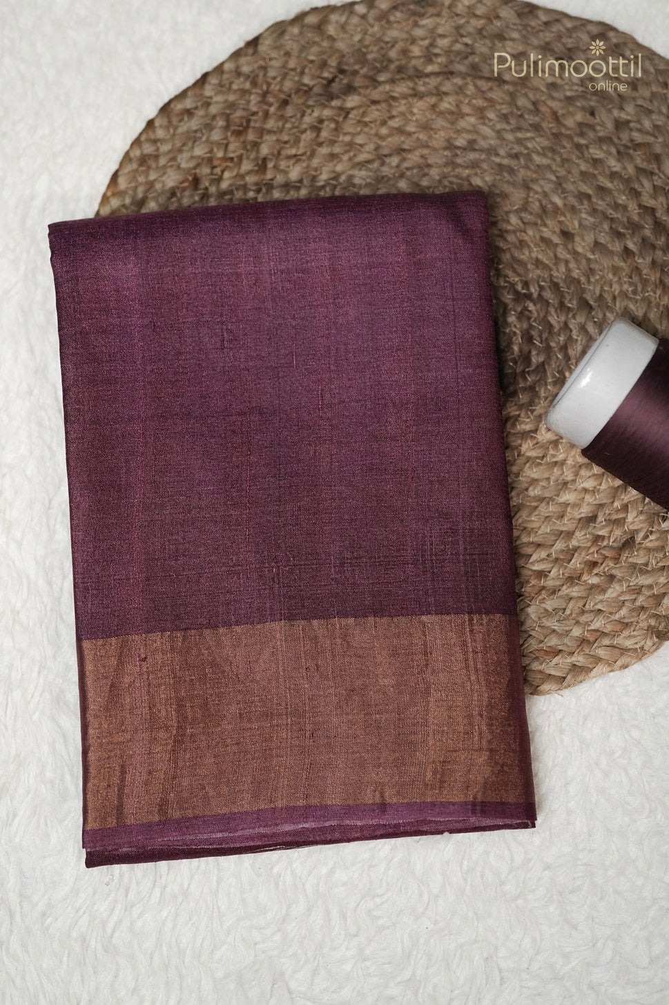 Dark Purple Shaded Floral Tussar Silk Saree