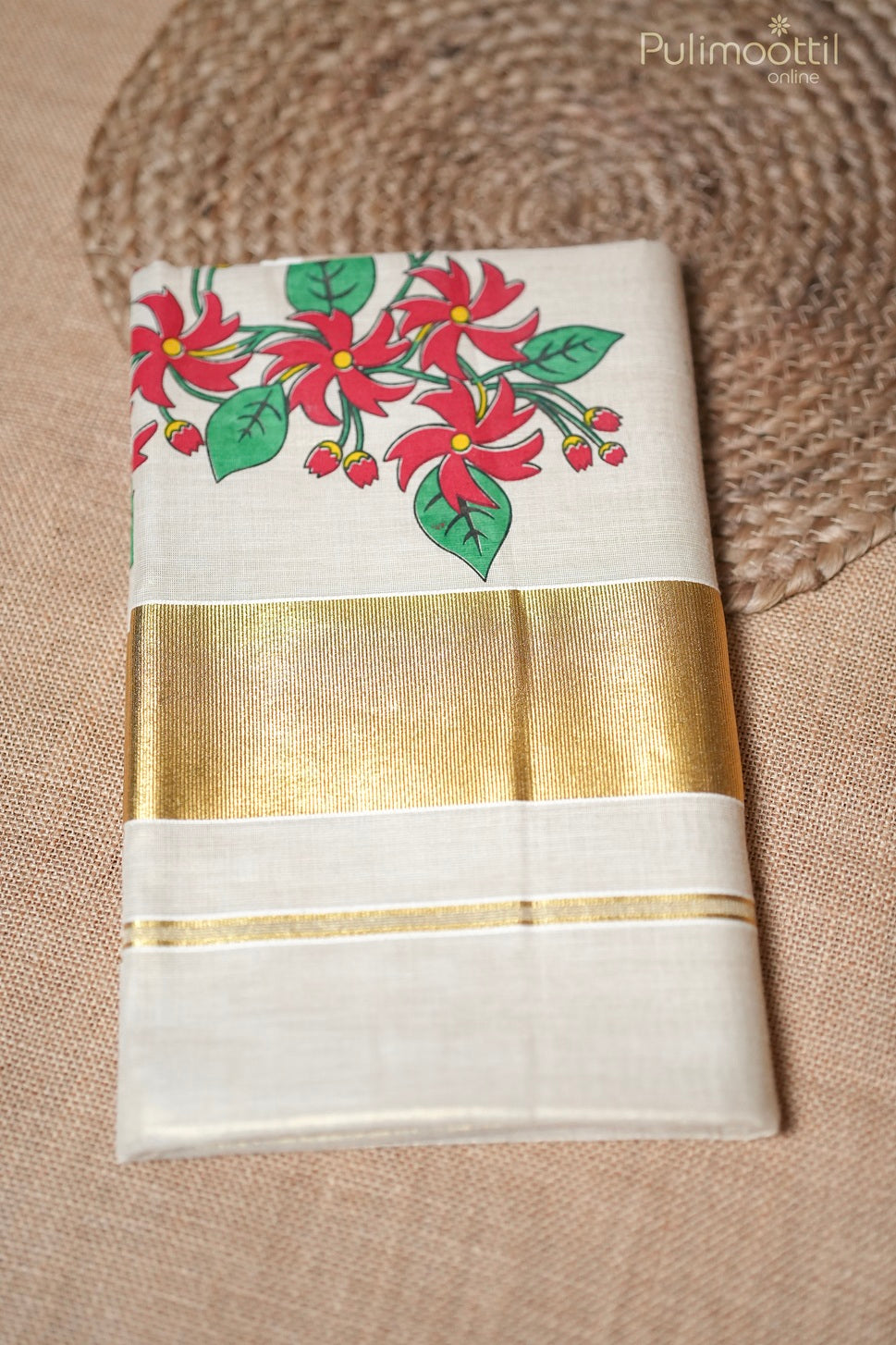 Kerala Traditional Golden Tissue Set Saree