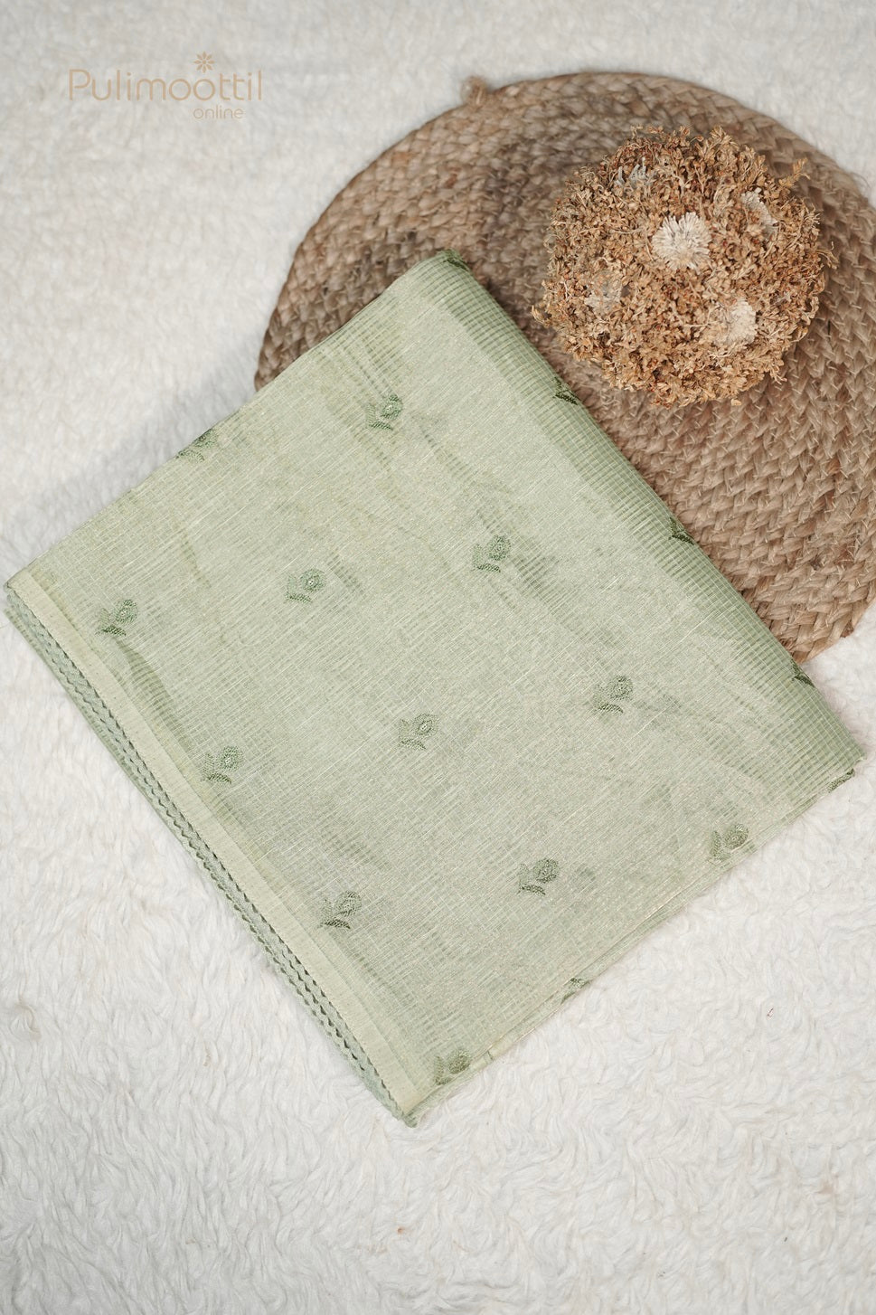 Pista Green Colour Net Cotta Fancy Saree