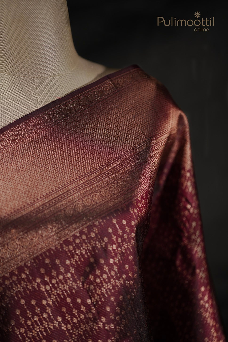 Maroon Colour Kanchipuram Brocade Wedding Saree