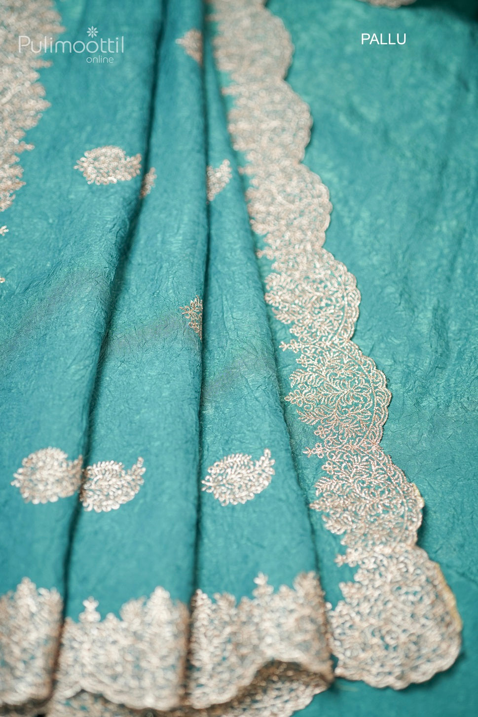 Light Cyan Colour Semi Silk Saree