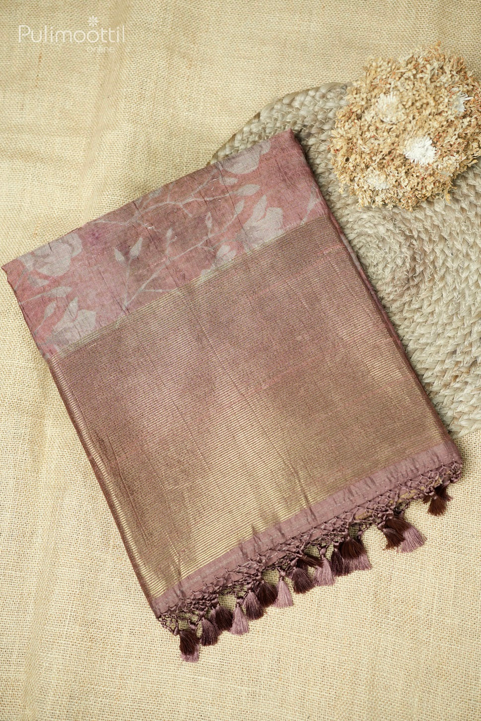 Dark Chikoo Shade Jute Silk Saree