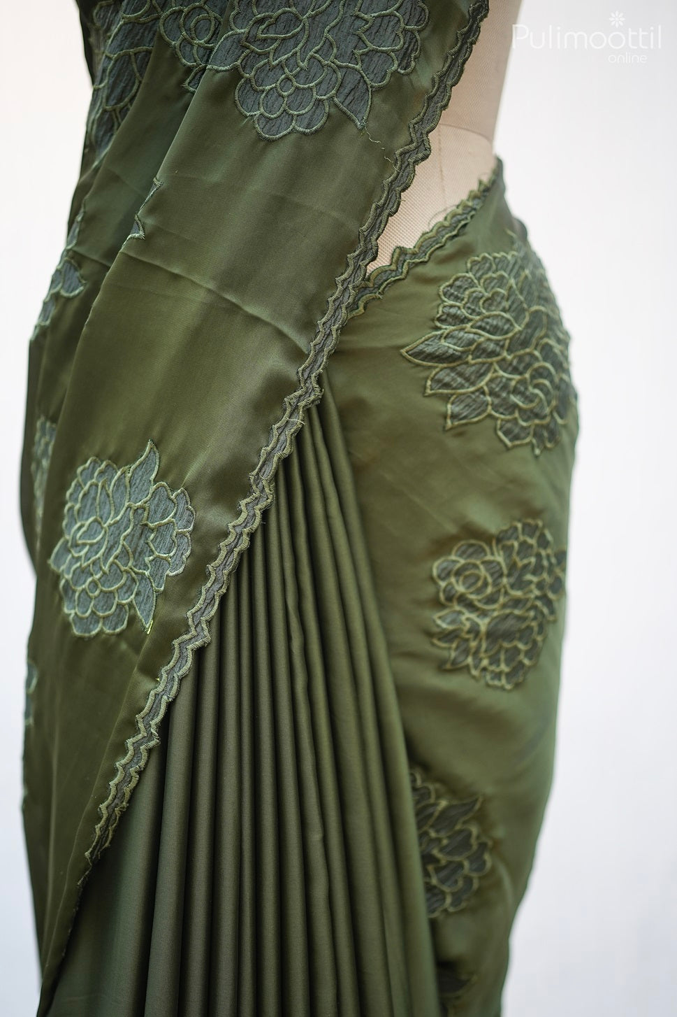 Green Colour  Satin Silk Saree