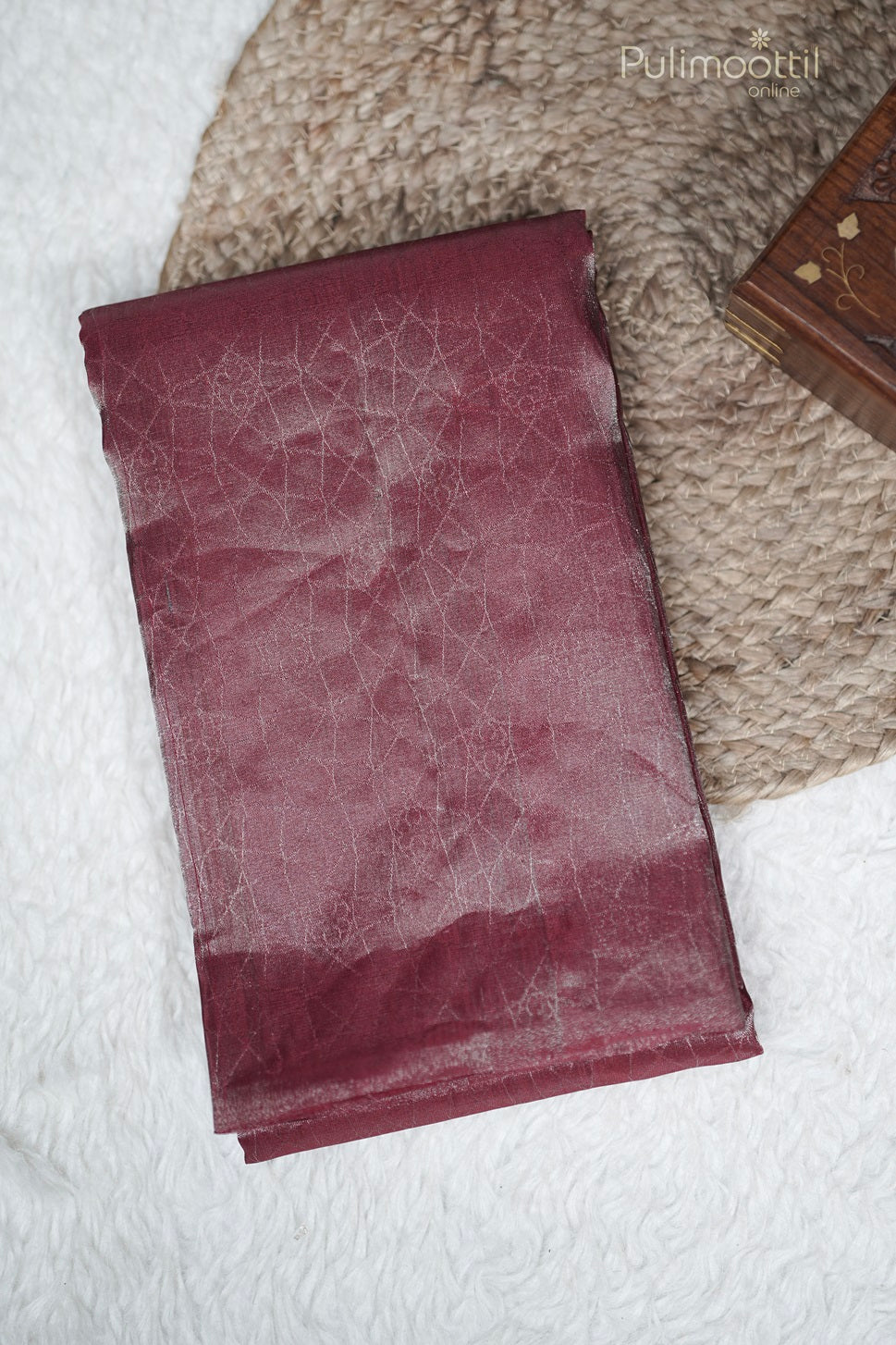 Maroon Colour Silver Tissue Kanchipuram Silk Saree