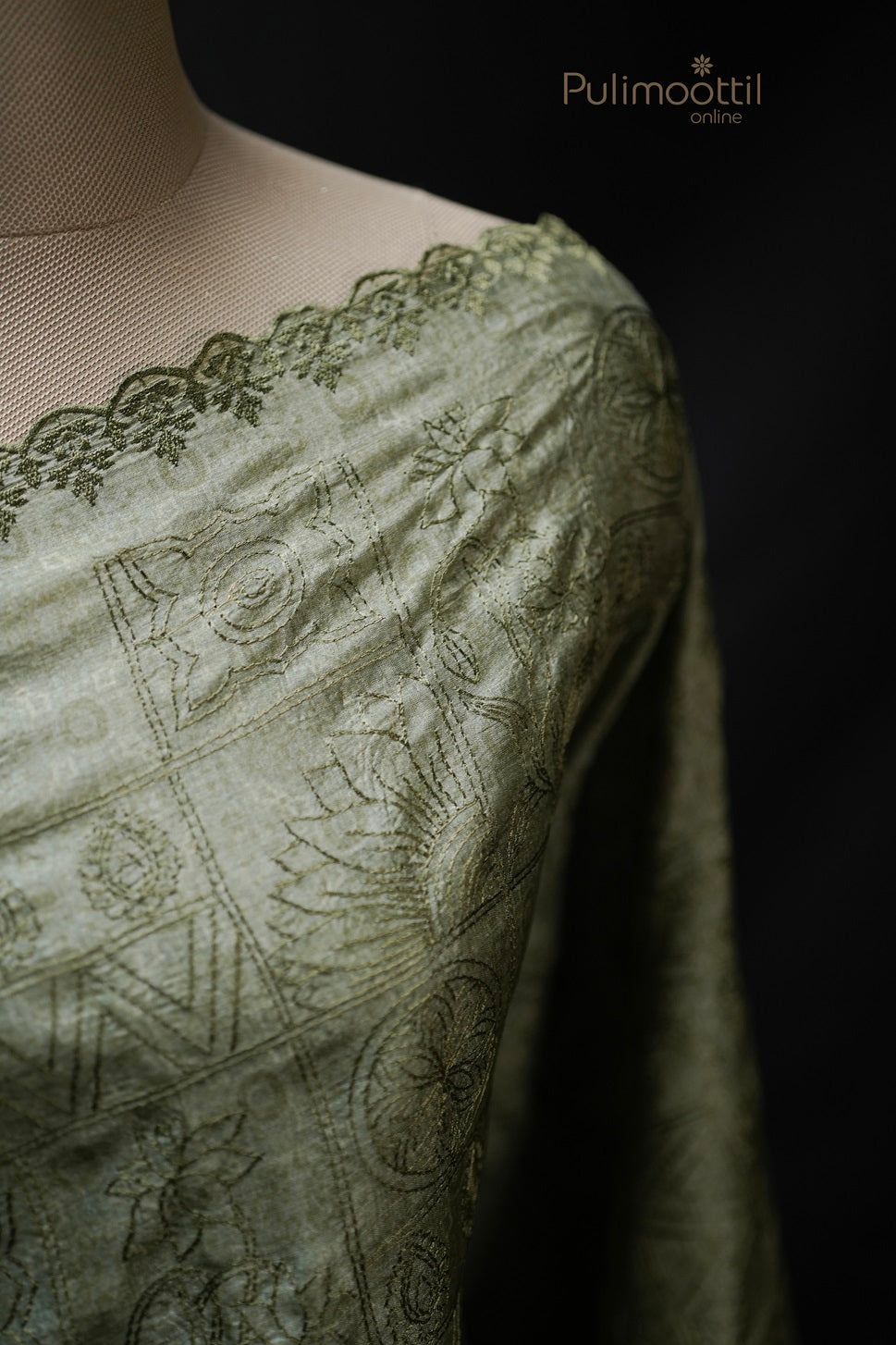 Pastel Pistah Green Colour Tussar Silk Saree