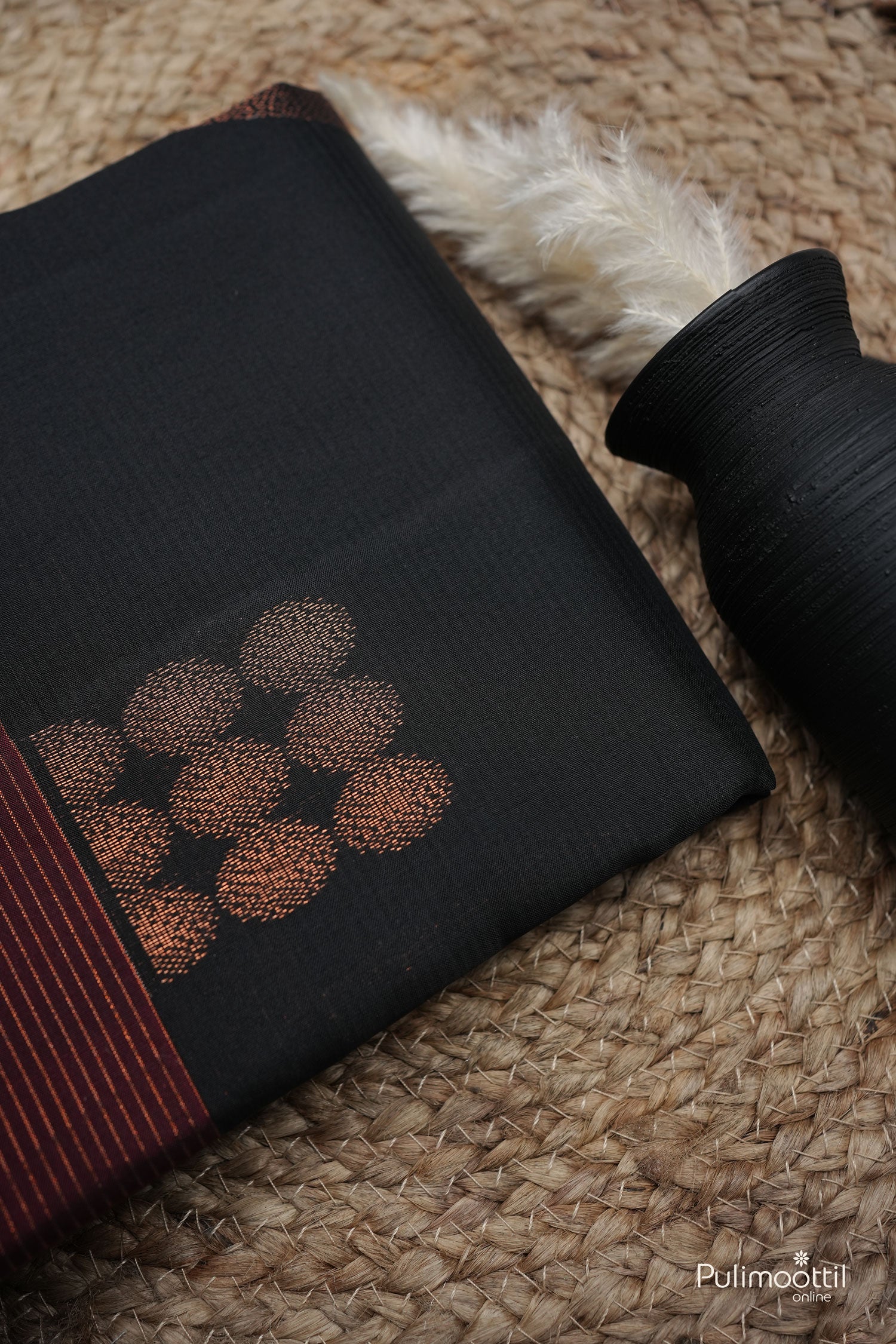 Black color Kanchipuram silk saree