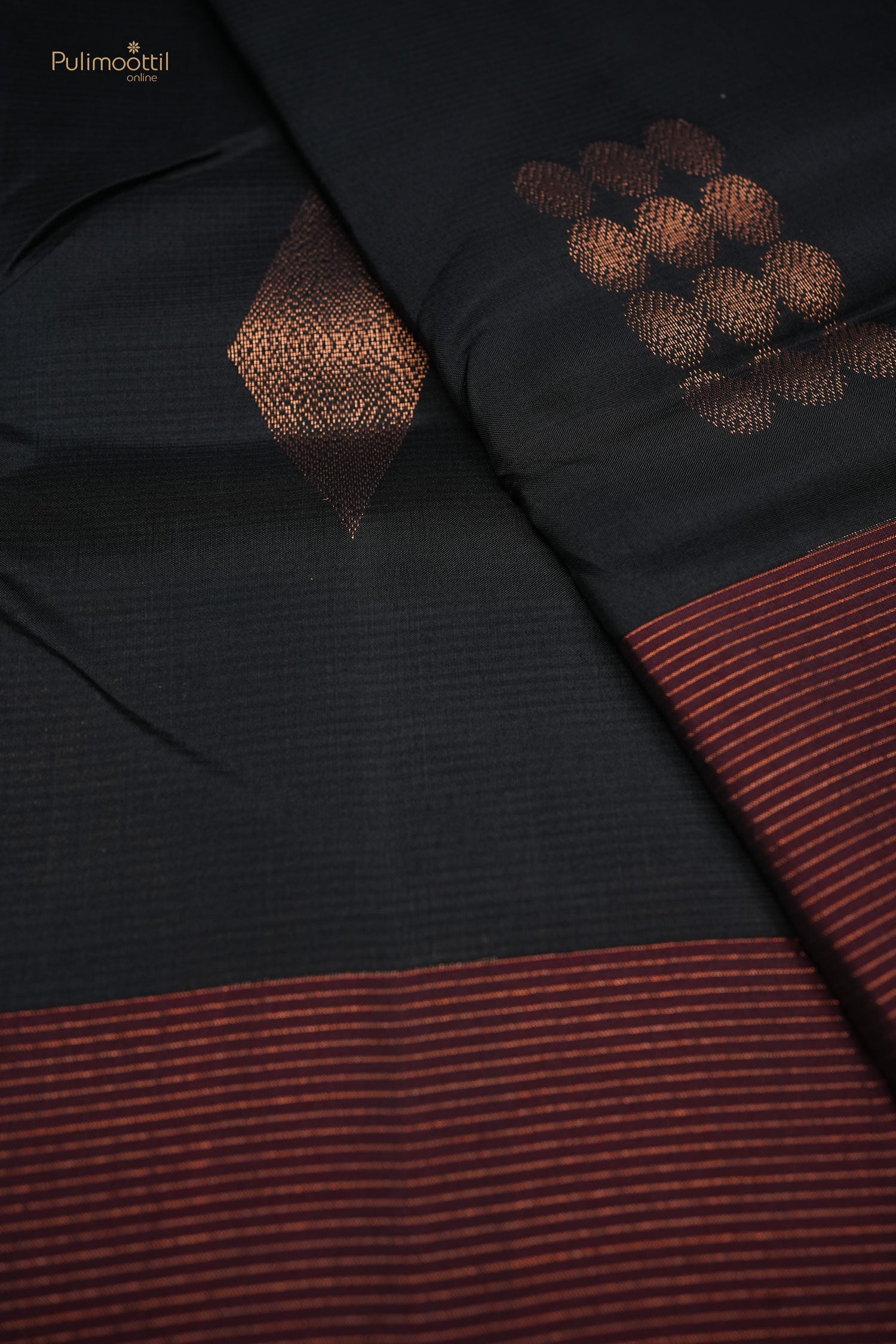 Black color Kanchipuram silk saree