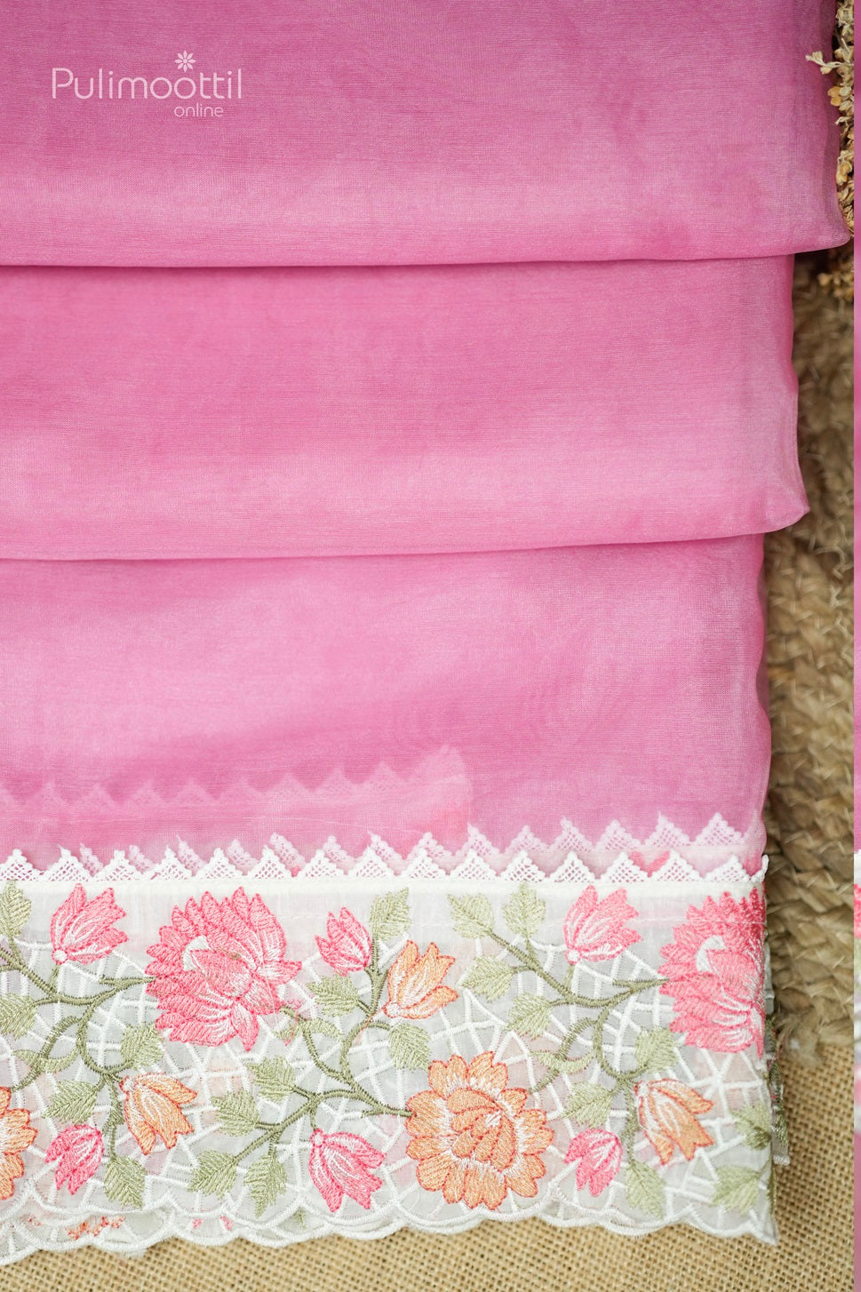 Pastel Pink Colour Organza Fancy Saree