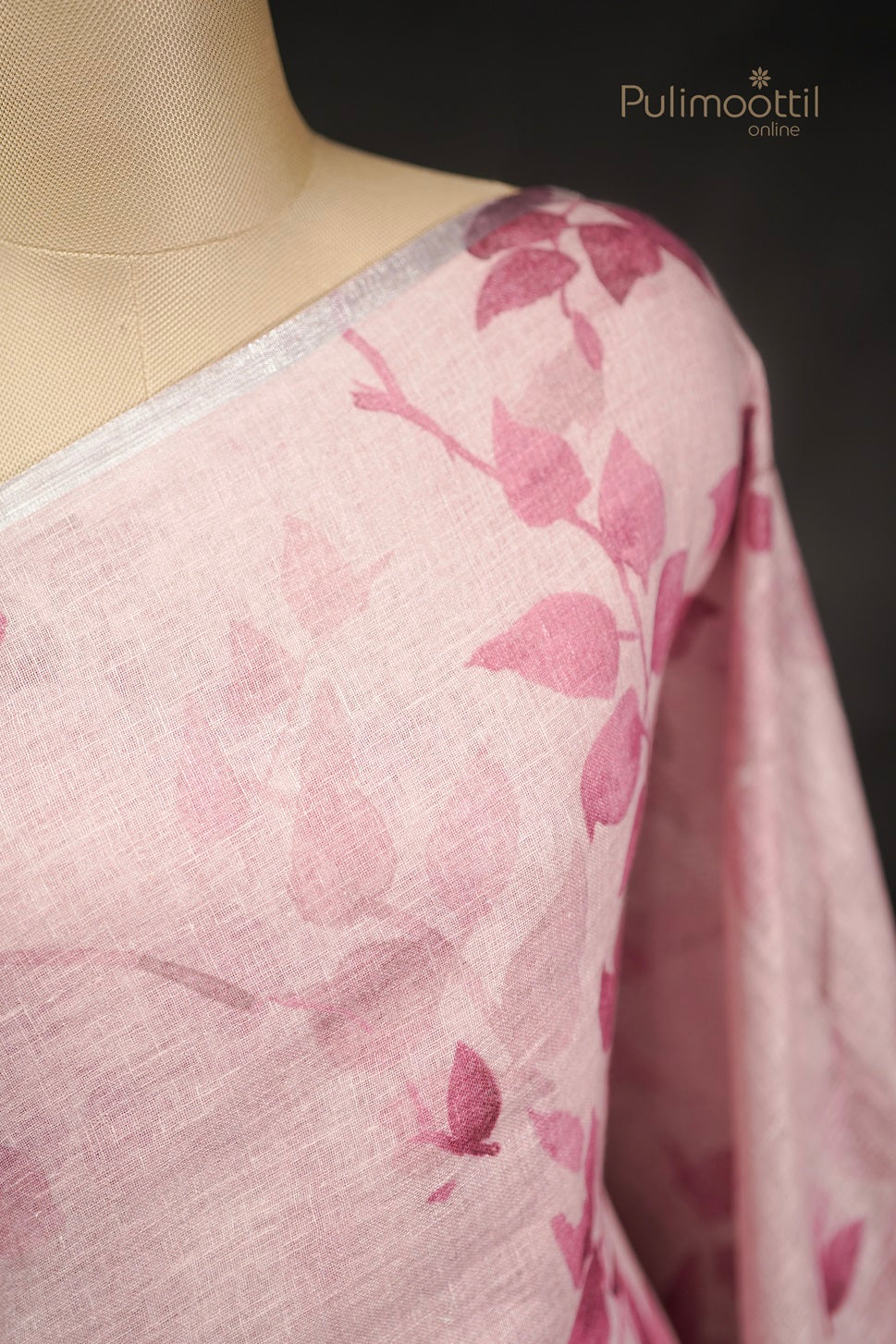 Pastel Pink Colour Linen Silk Saree