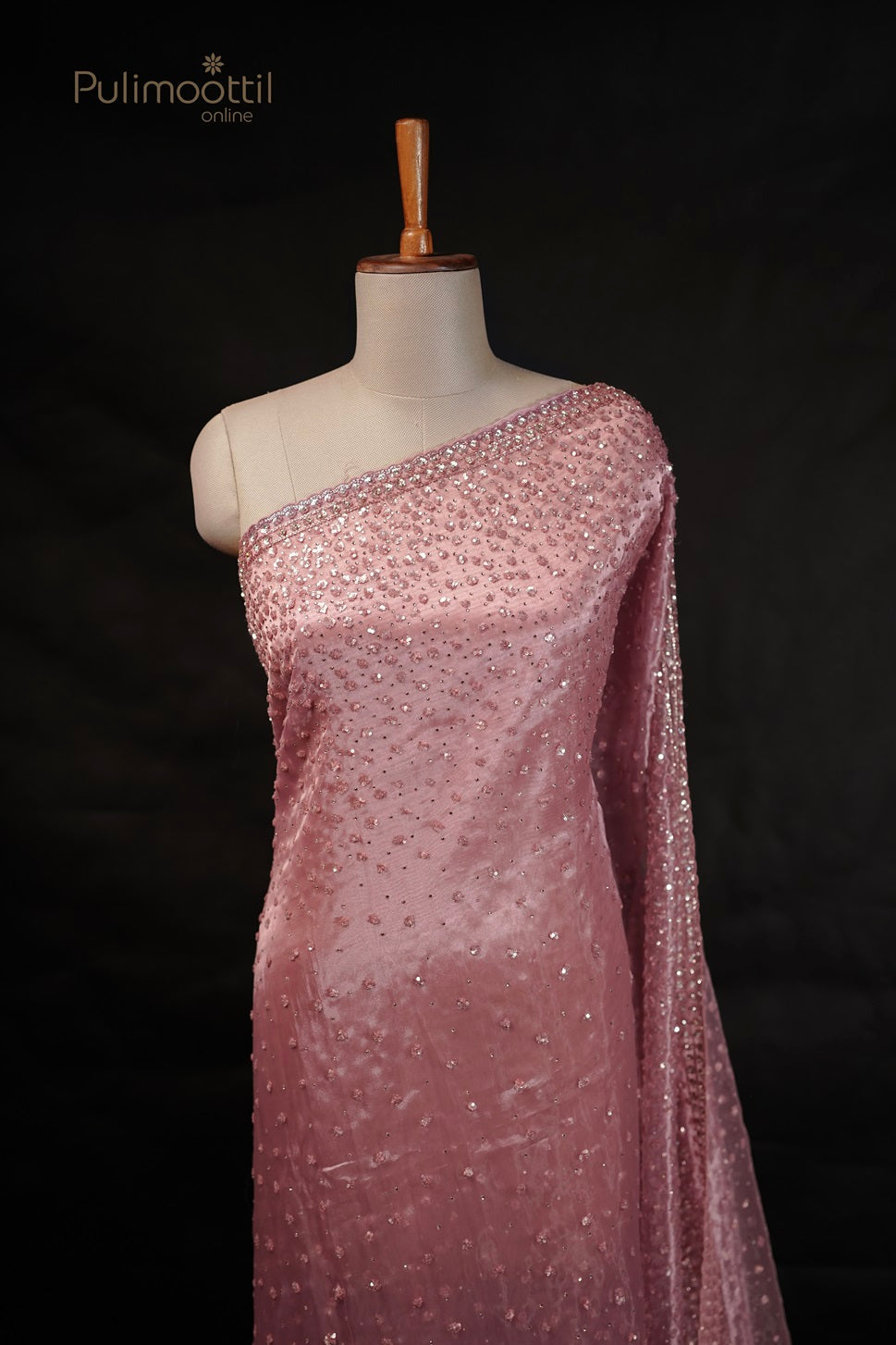 Pastel Onion Colour Organza Fancy Saree