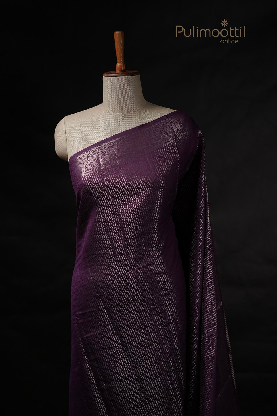 Dark Violet Colour Chiniya Silk Saree