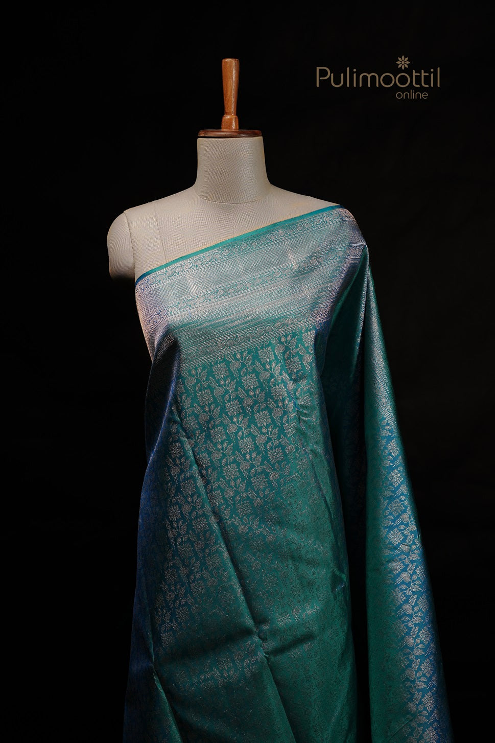 Peacock Green Colour Kanchipuram Brocade  Wedding Saree