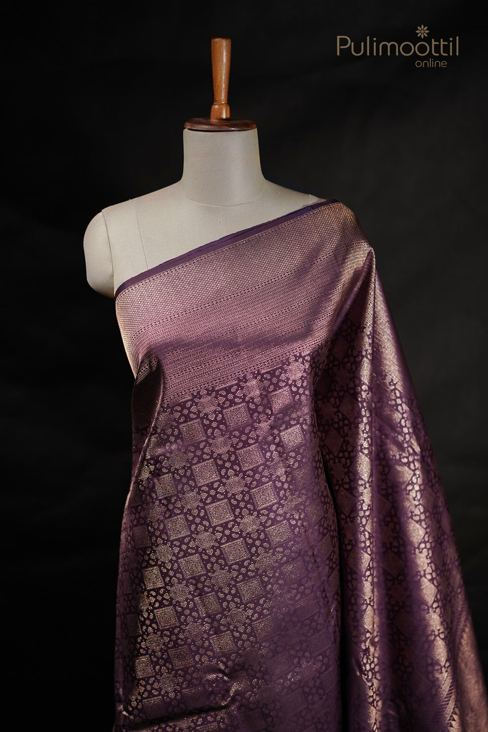 Violet Colour Kanchipuram Brocade Wedding Saree