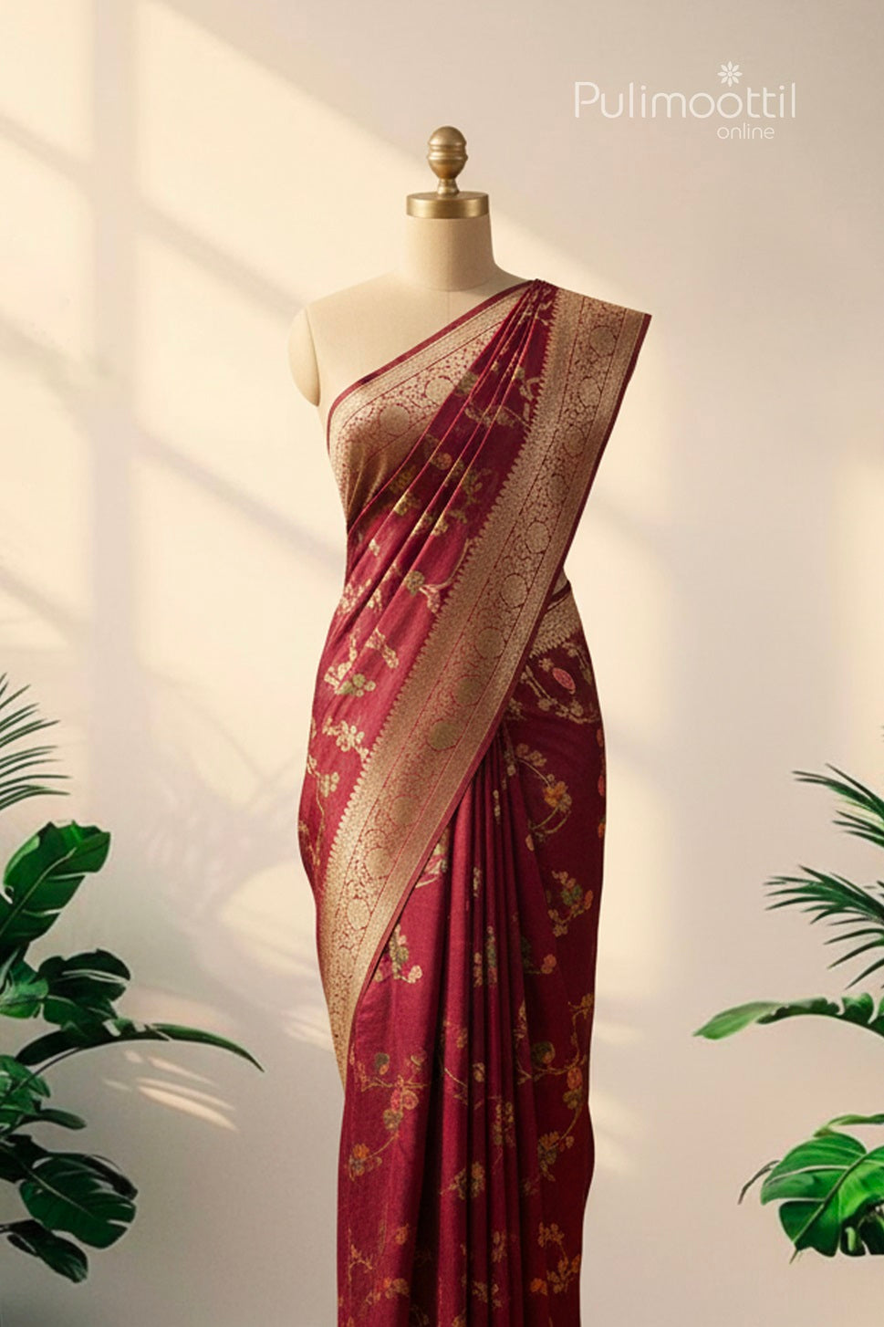 Purple Colour Banarasi Saree with Multicolour Thread Work on Body and Banarasi Border