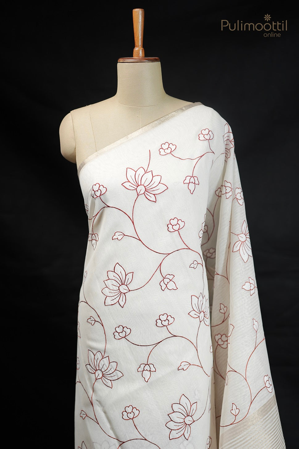 Cream Colour Chanderi Silk Saree