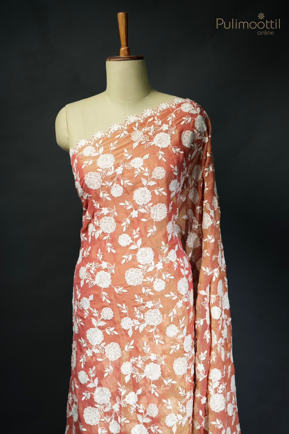 Rust Colour Shimmer Georgette Fancy Saree