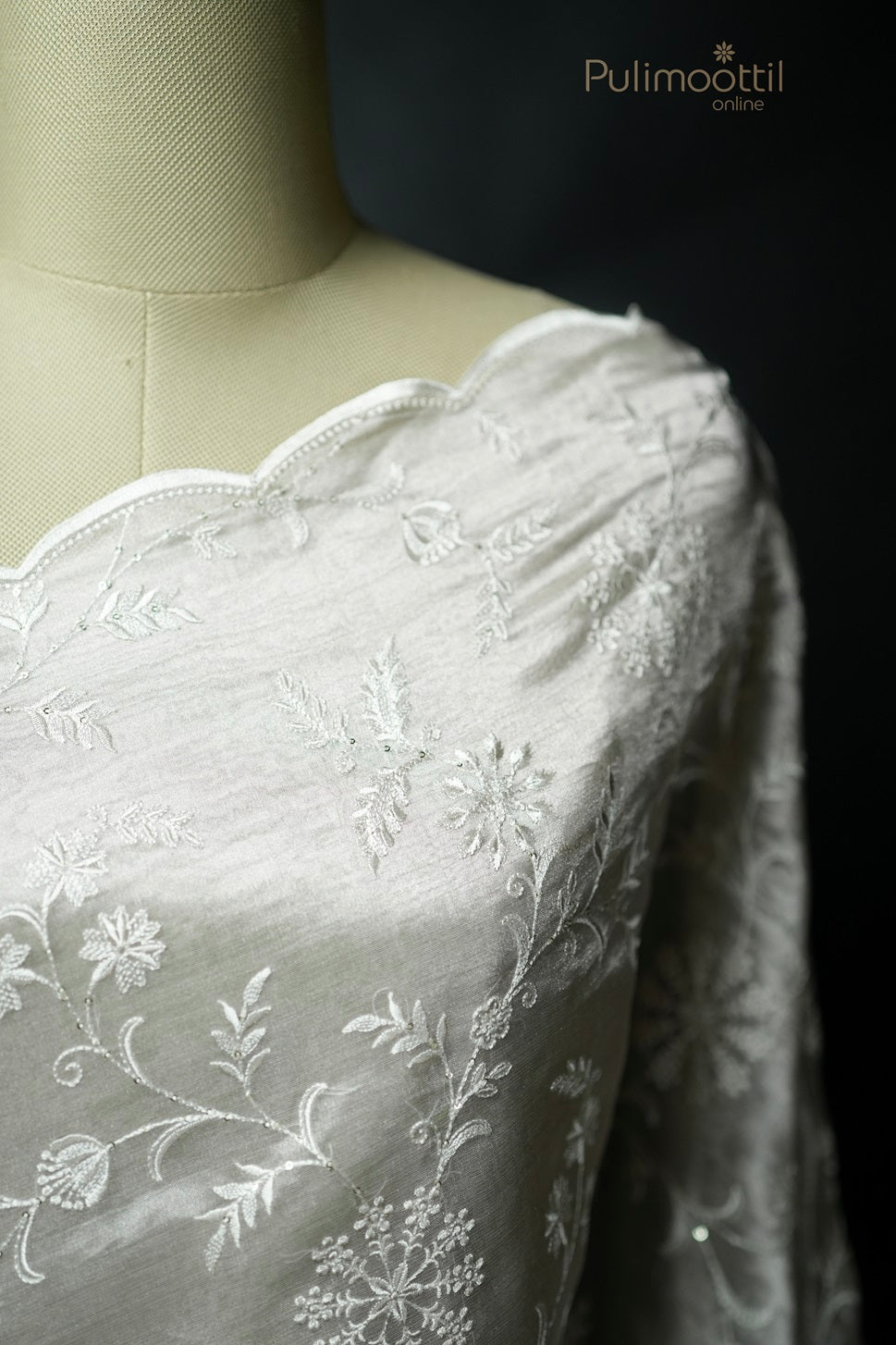 Ivory Colour Tissue Organza Fancy Saree