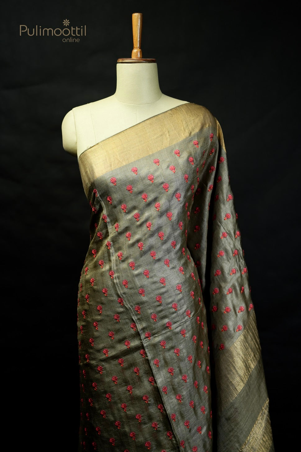 Grey Colour Tussar Silk Saree