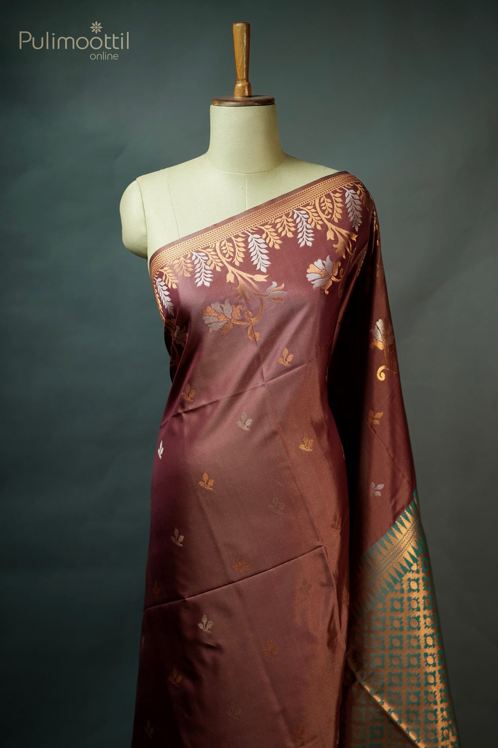 American Brown Colour Semi Silk Saree