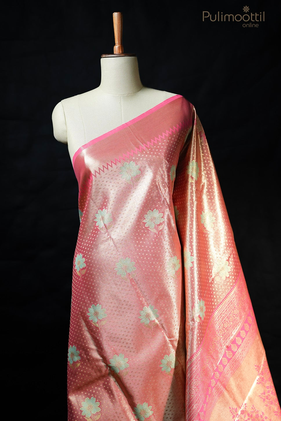 Pink Colour Semi Silk Kanchipuram Saree