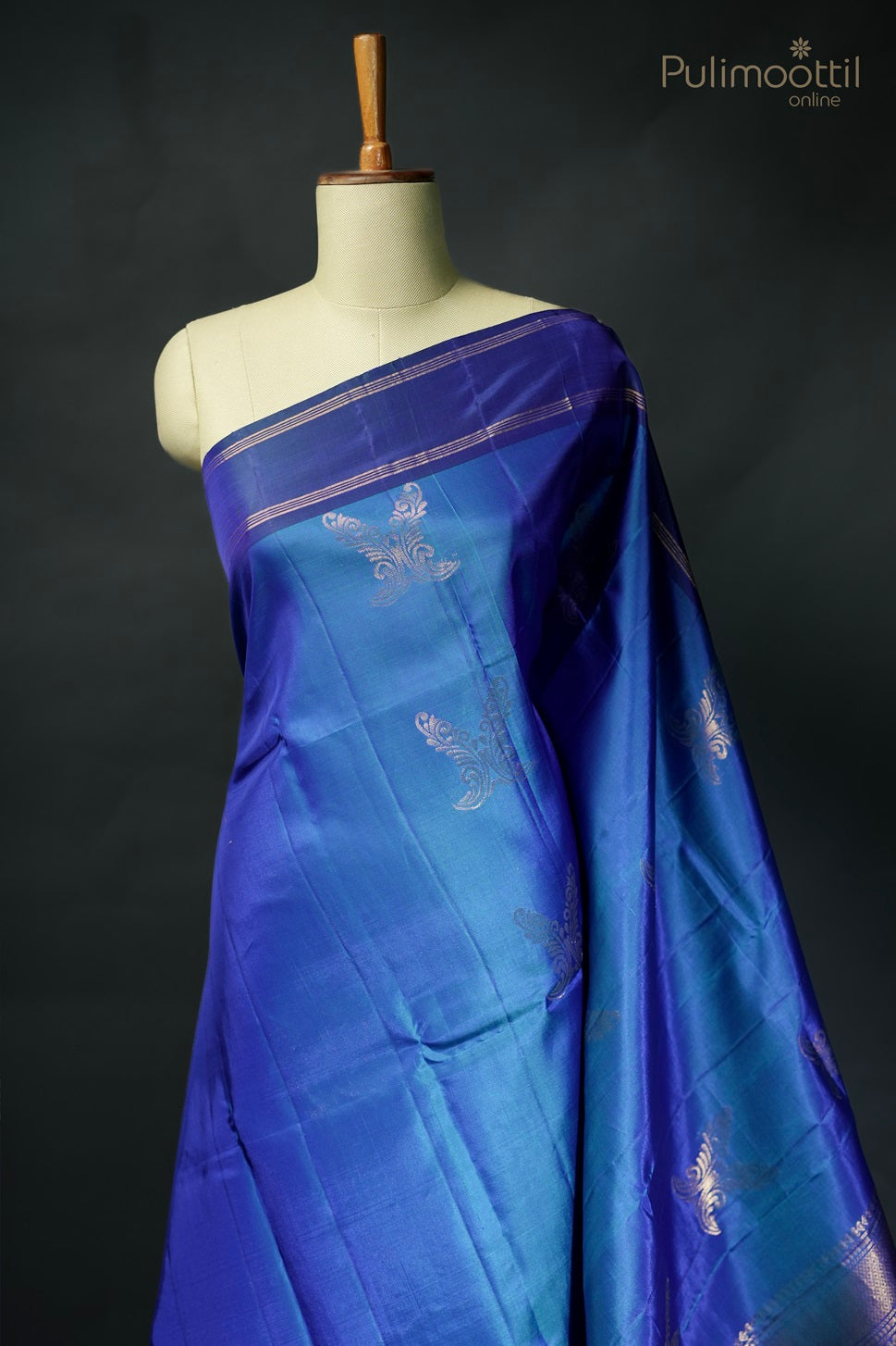 Deep Sea Blue Colour Kanchipuram Soft Silk Saree