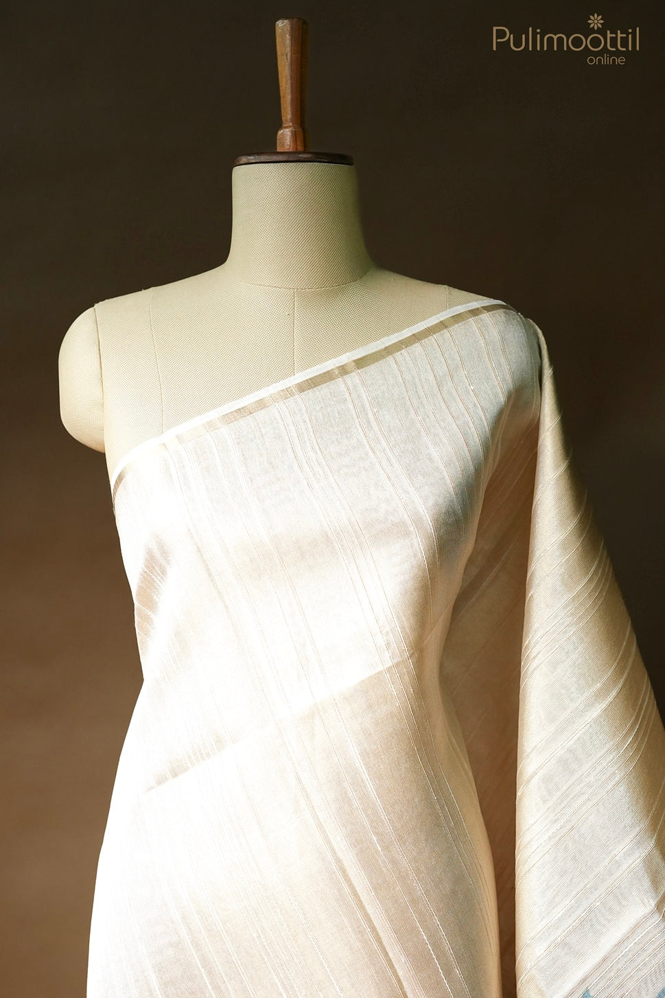 Golden tissue printed fancy saree