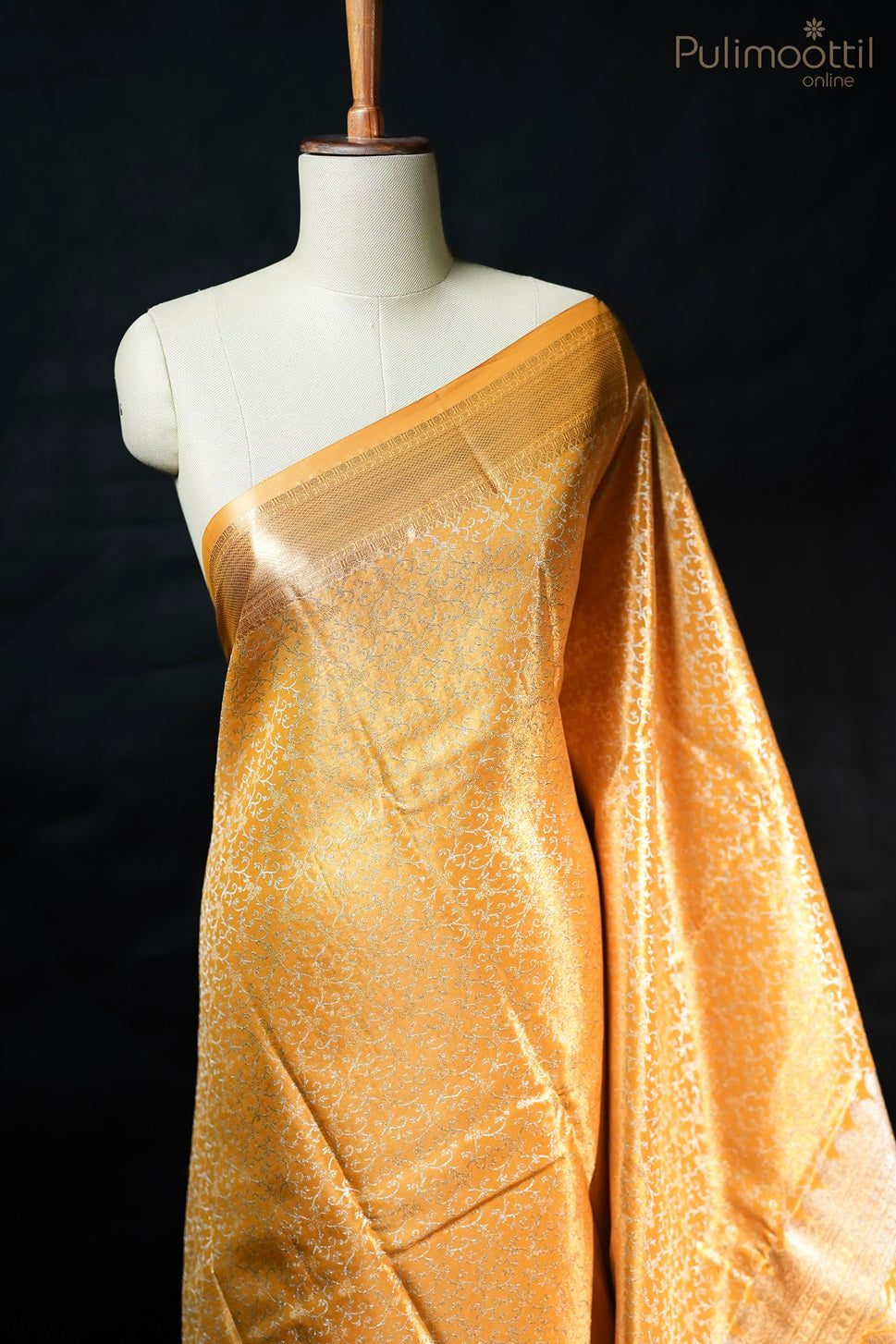 Golden Yellow Colour Semi Silk Kanchipuram Saree