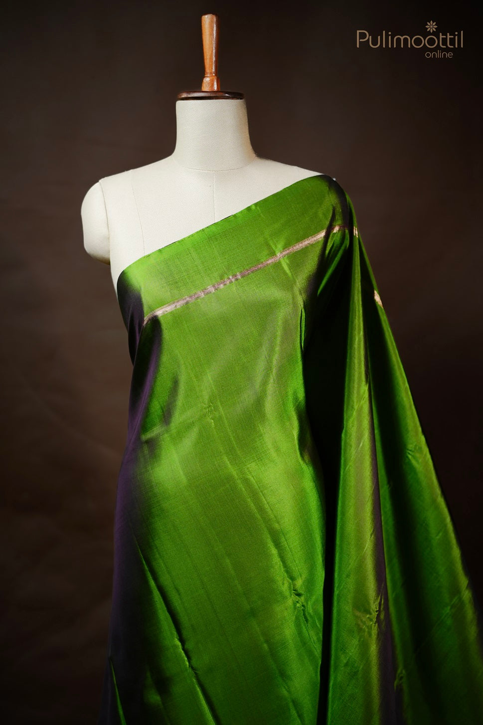 Olive Green Colour Kanchipuram Soft Silk Saree