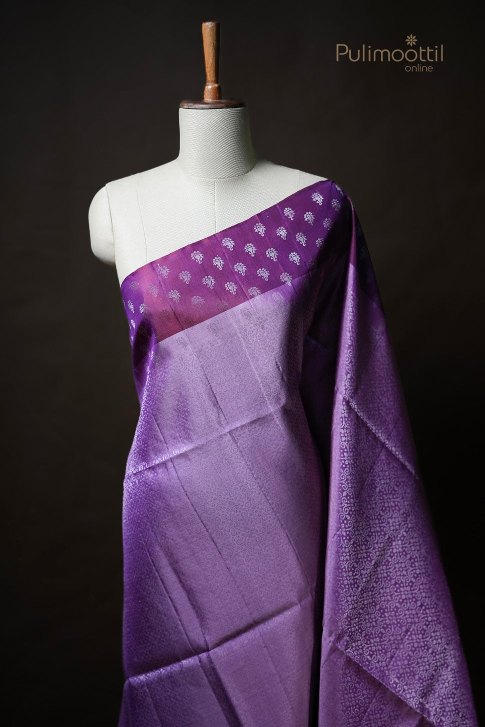 Lavender Colour Kanchipuram Designer  Saree