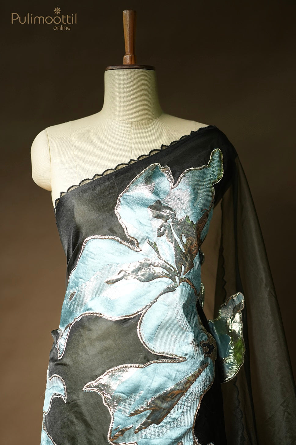 Black Colour Organza Fancy Saree