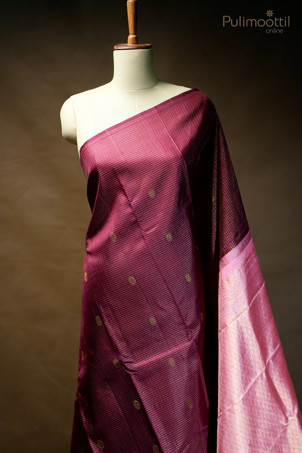 Maroon-colored Kanchipuram designer saree