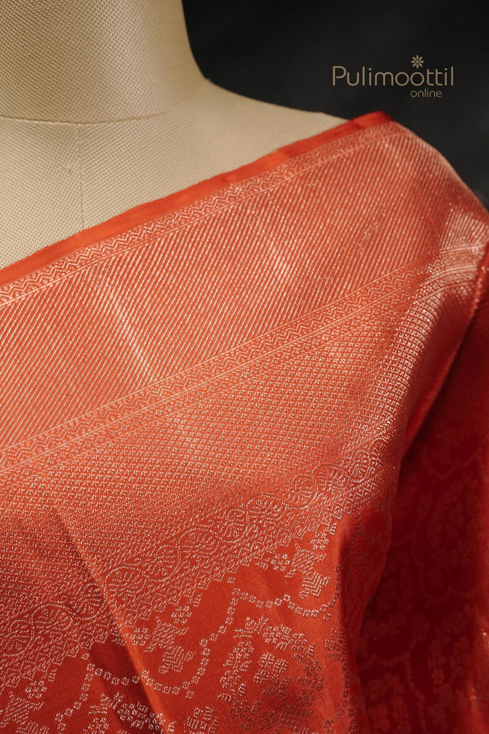 Orange Color Kanchipuram Brocade Wedding Saree