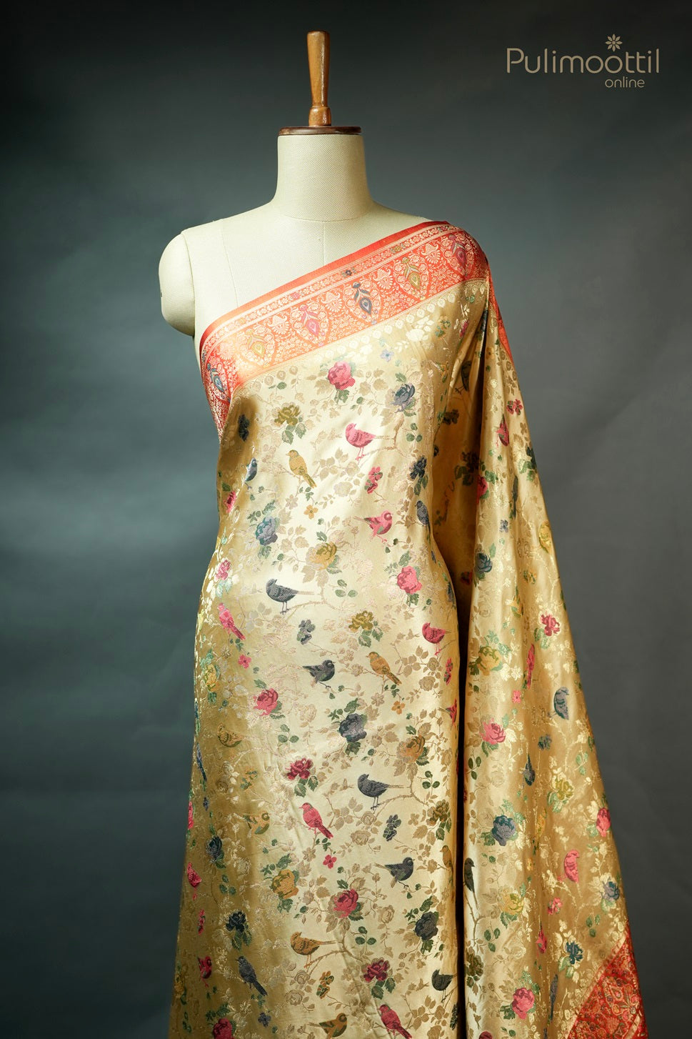 Pastel Chikoo Colour Banarasi Saree