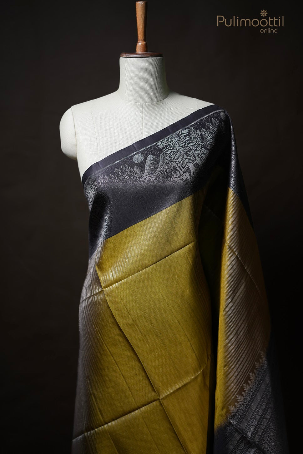 Warm Olive Colour Kanchipuram Soft Silk Saree