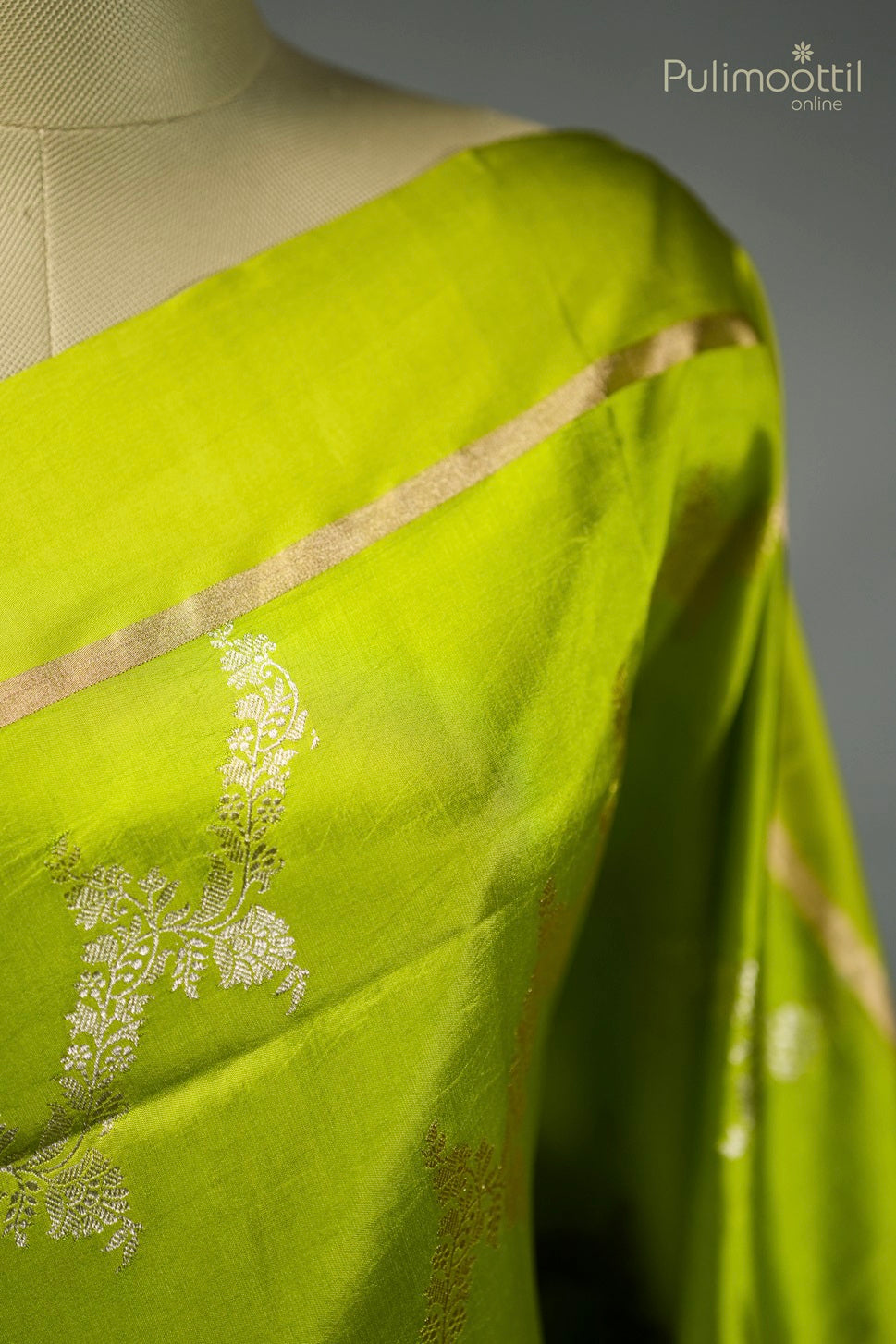 Pear Green Colour Mango Silk Saree