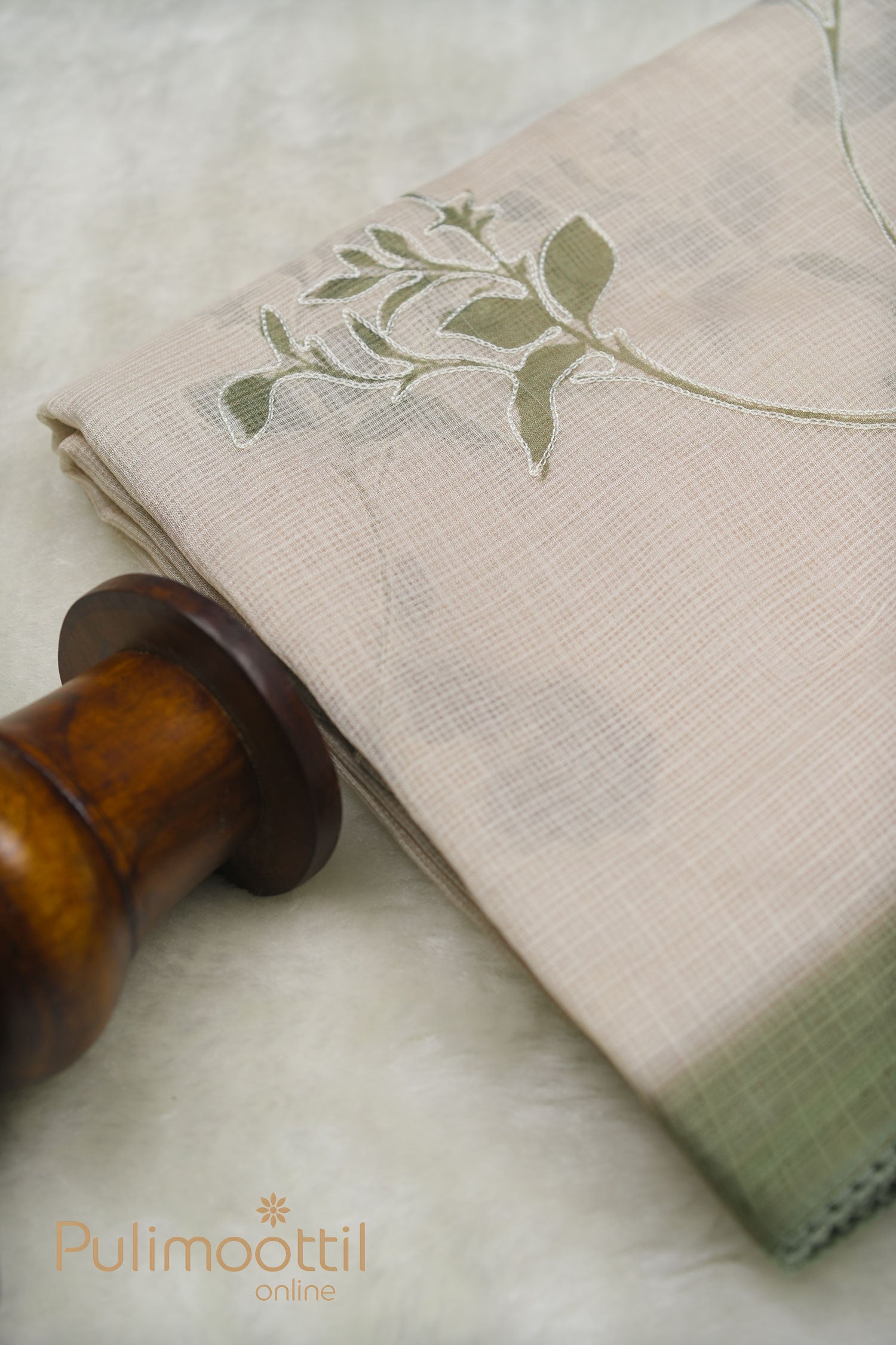 Light Cream Color Soft Net-cotton saree