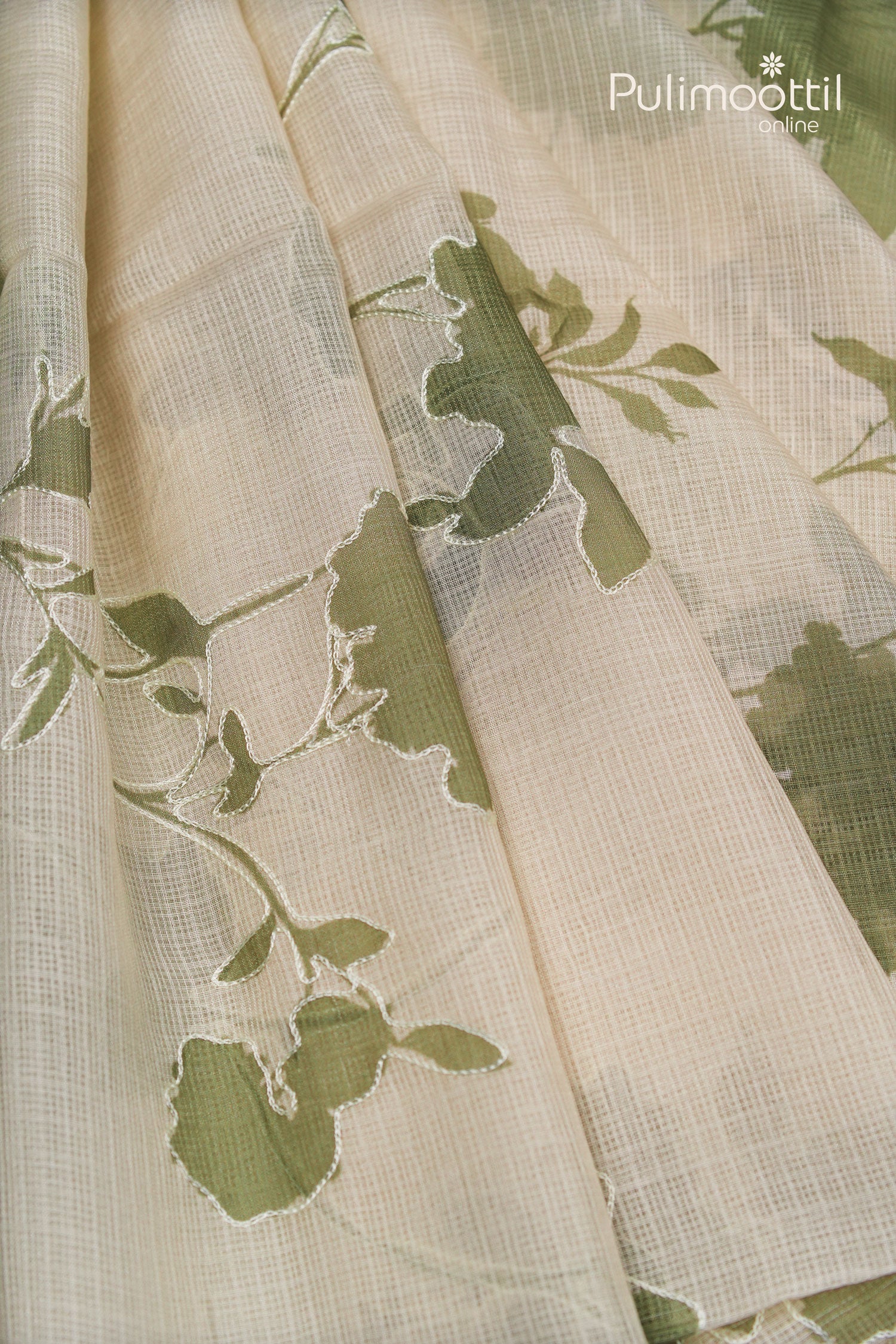 Light Cream Color Soft Net-cotton saree