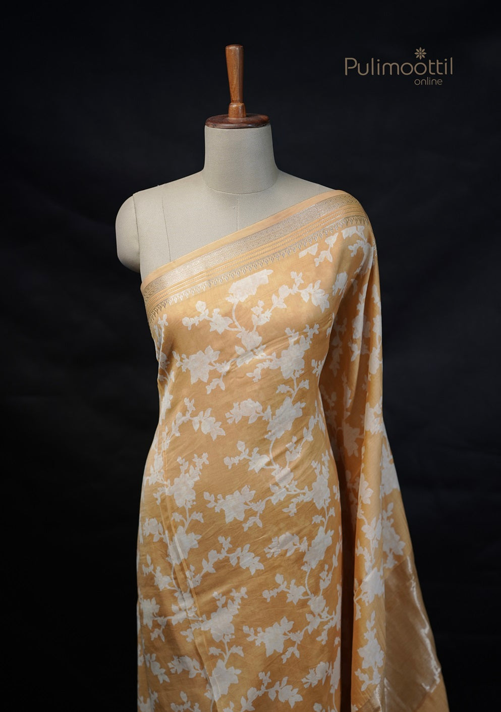 Pastel yellow Chanderi silk saree