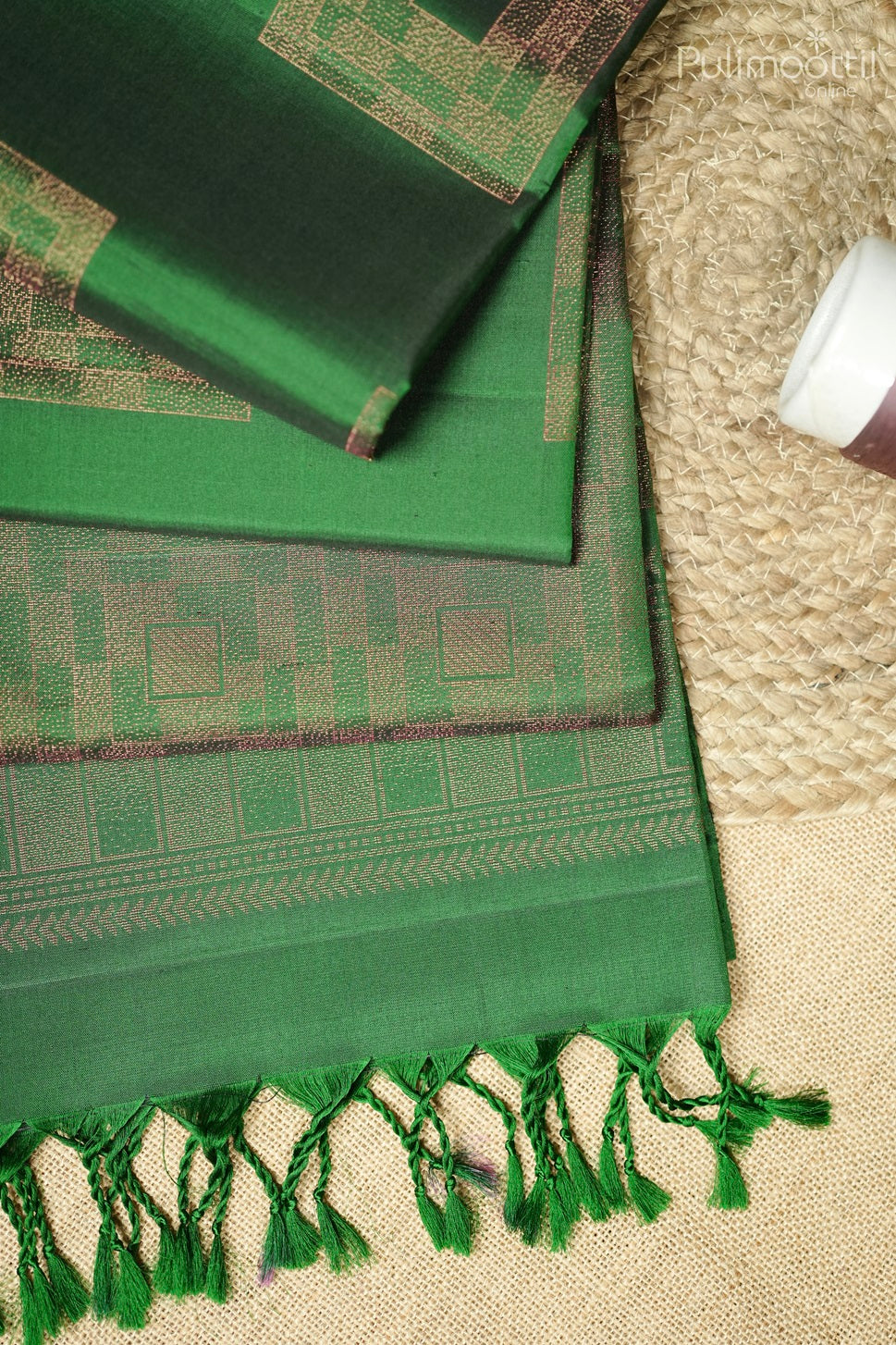 Bottle Green Colour Kanchipuram Soft Silk Saree