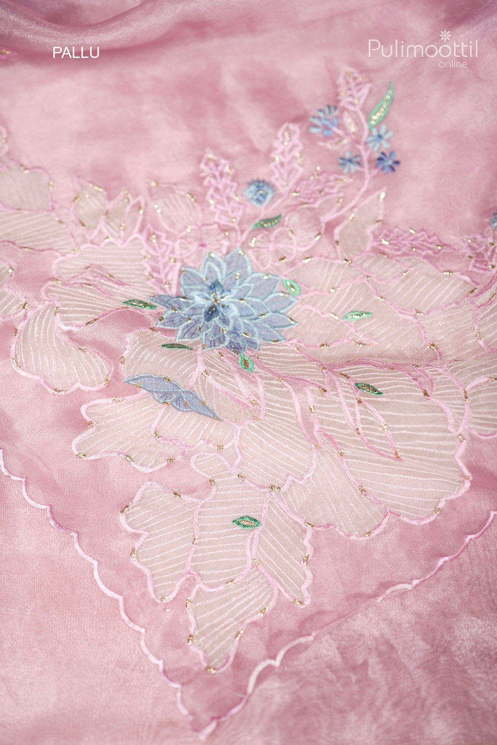 Pastel Onion Colour Organza Fancy Saree