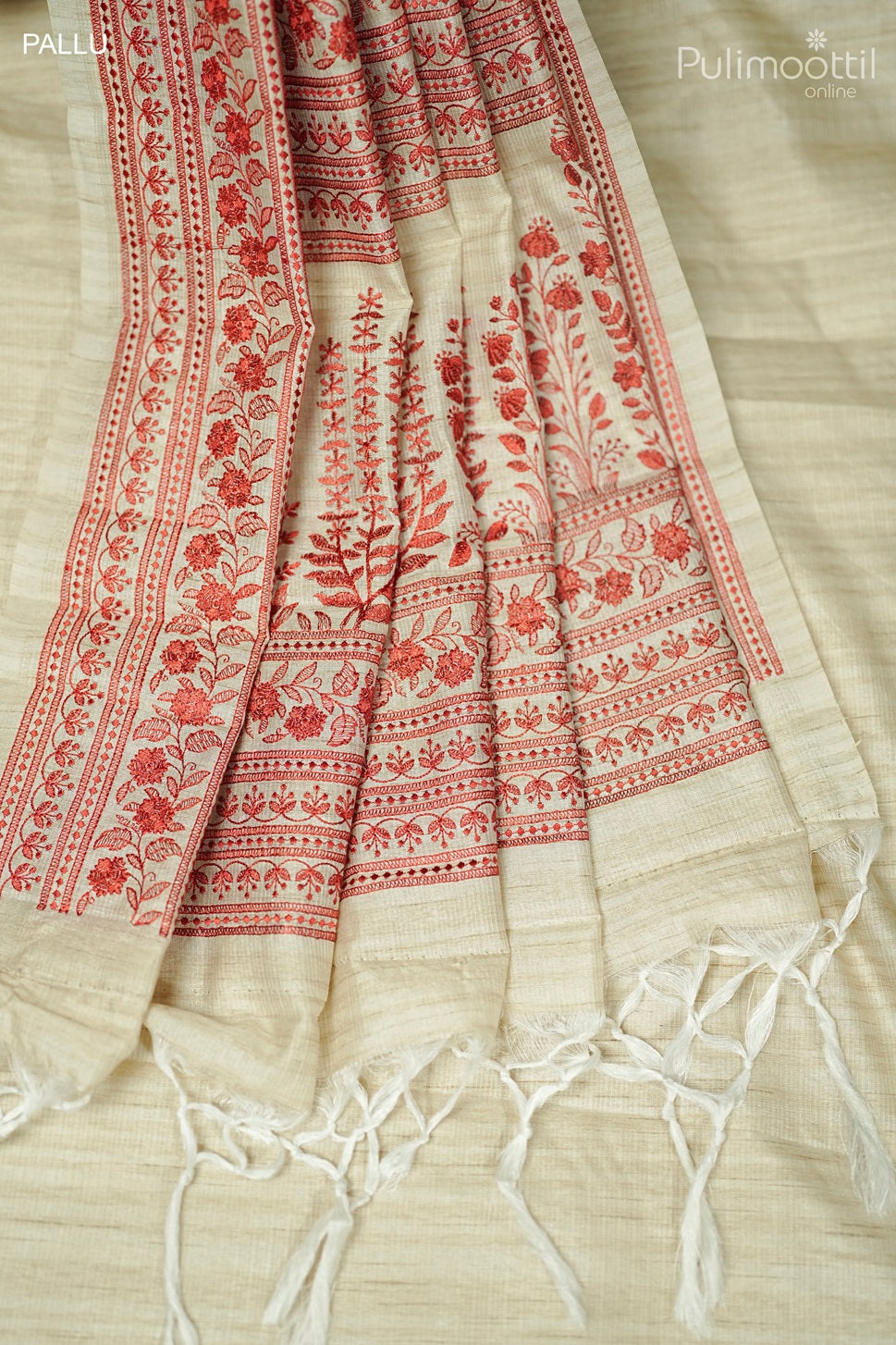 Ivory Colour Embroidery Fancy Saree