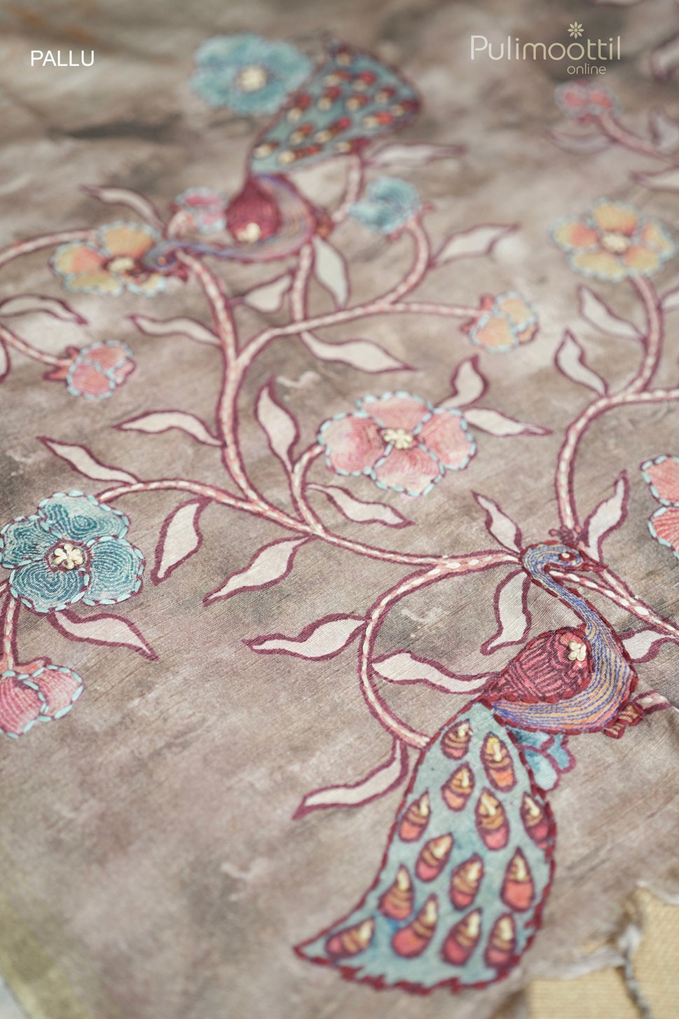 Light Chickoo Colour Printed Tussar Silk Saree