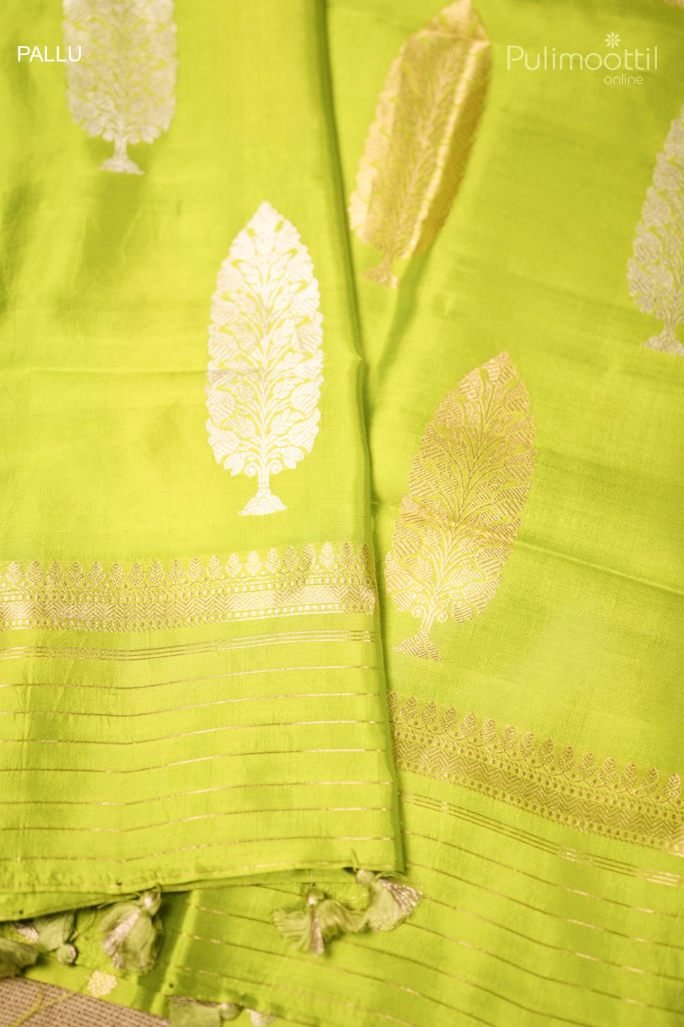 Pear Green Colour Mango Silk Saree