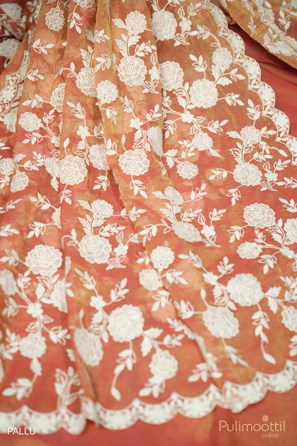 Rust Colour Shimmer Georgette Fancy Saree