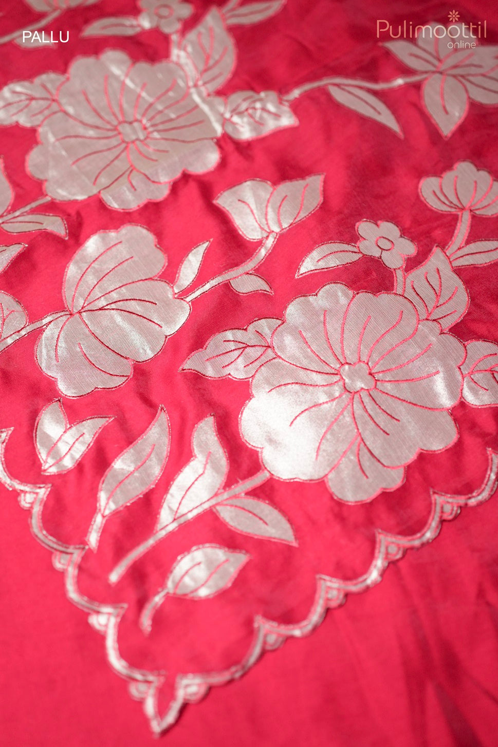 Red-colored appliqué work fancy saree