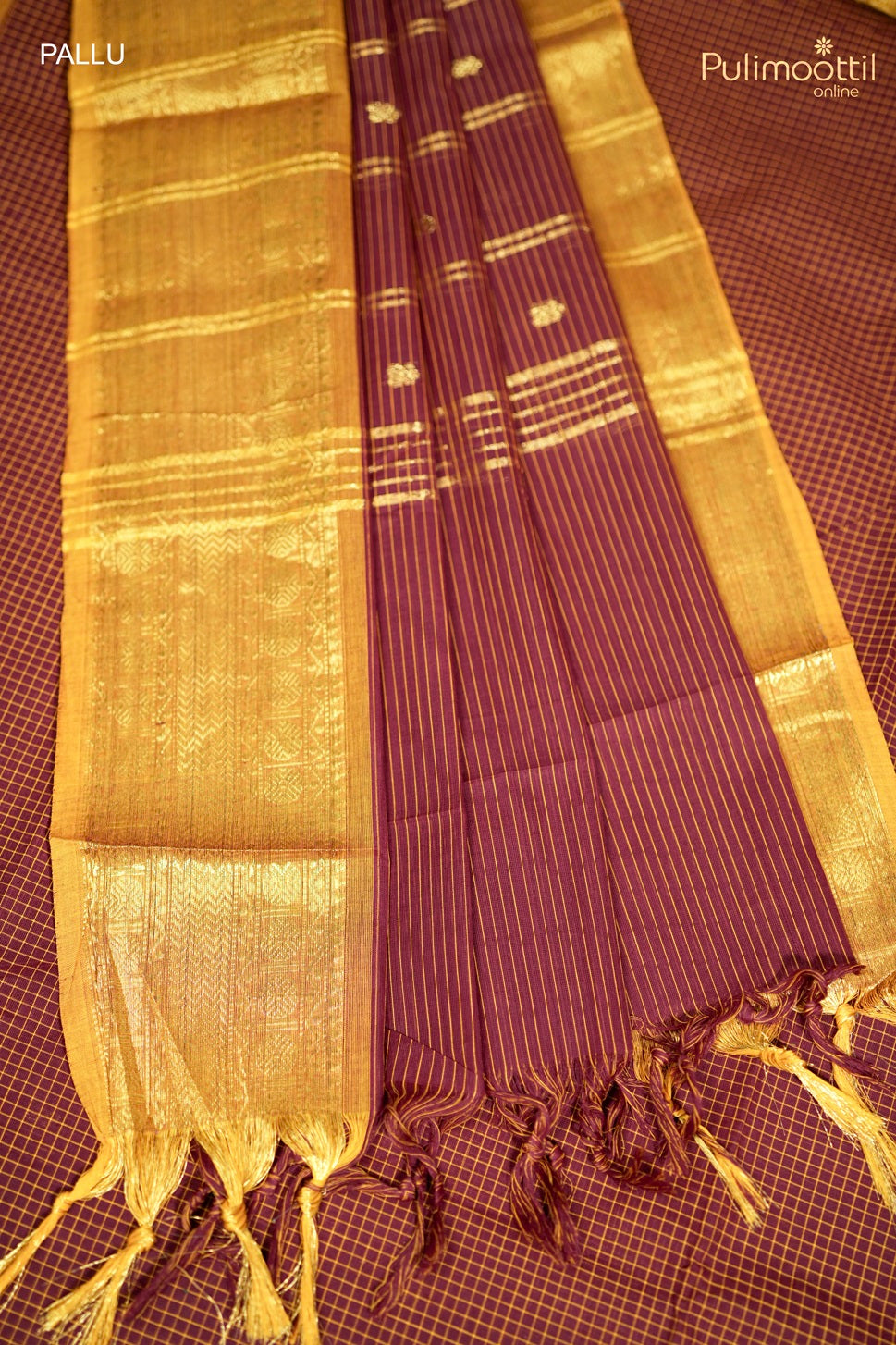 Maroon Colour Kalyani Check Cotton Saree