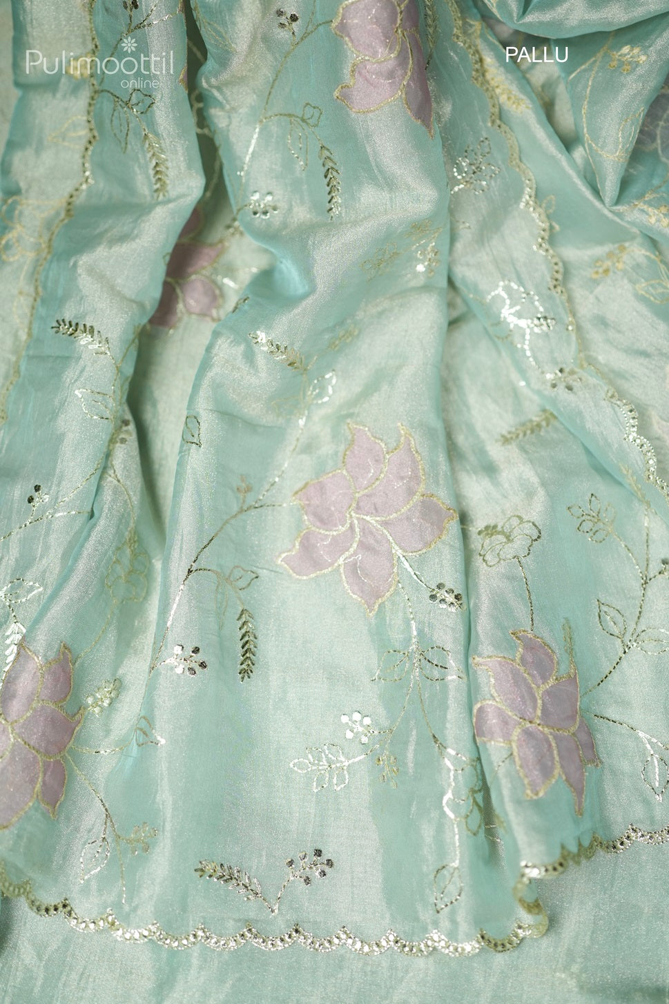 Powder Blue Colour Tissue Organza Fancy Saree