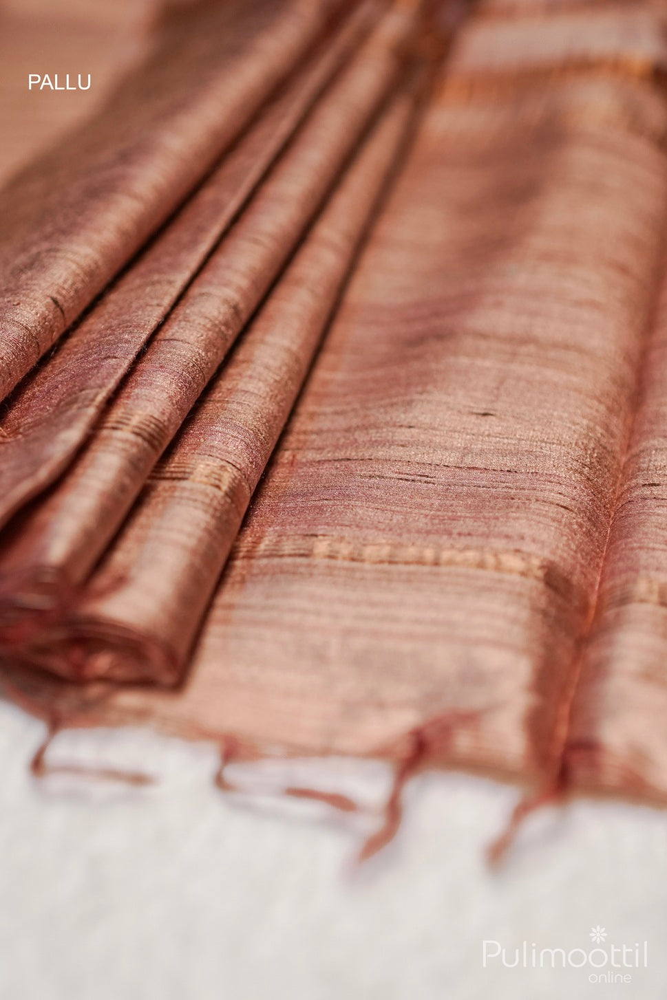 Pastel Onion Colour Tussar Silk Saree.