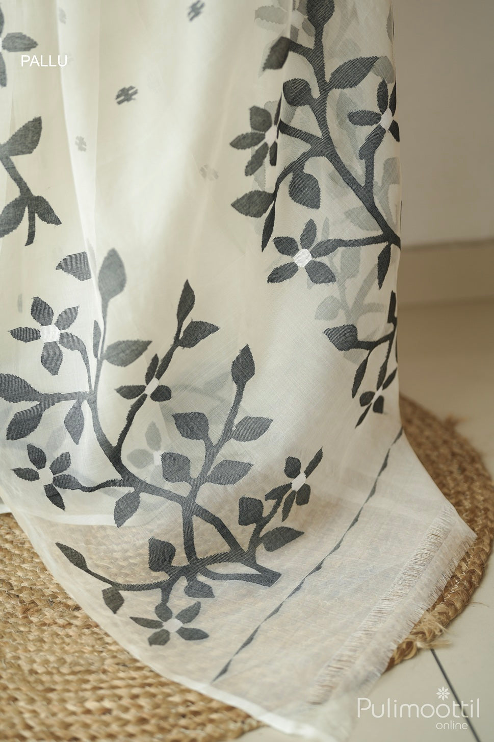 Organsa Jamdhani Cream Colour Saree.