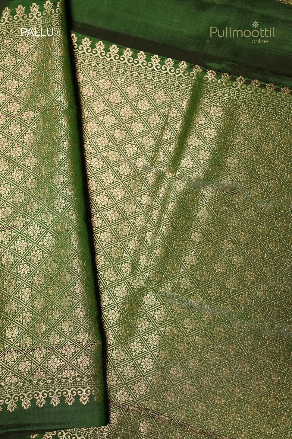 Bottle Green Colour Semi Kanchipuram